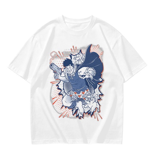 Olive T-Shirt with Playful Comic Style Character Print