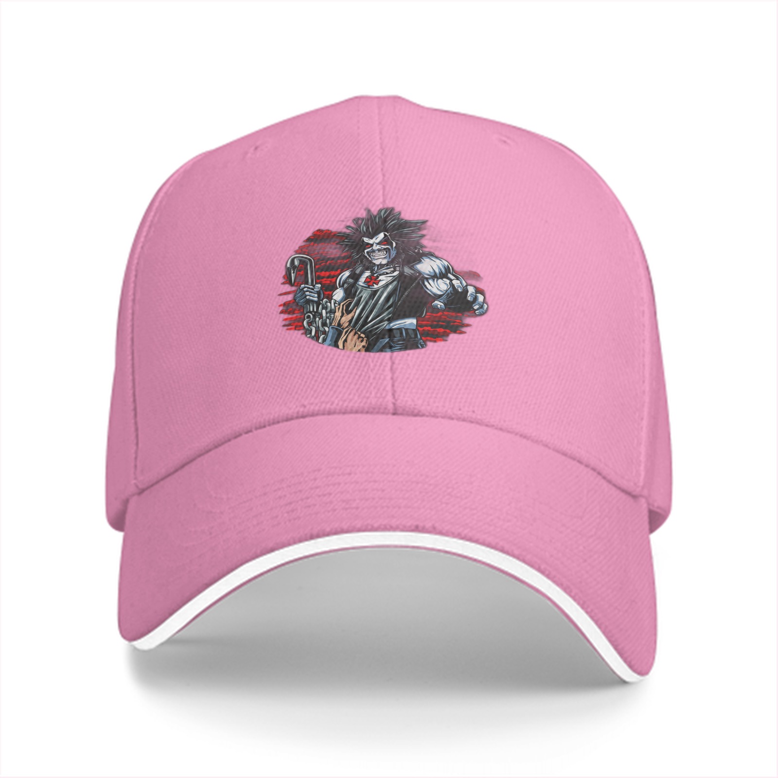 Black Baseball Cap With Fierce Muscular Antihero Graphic Print