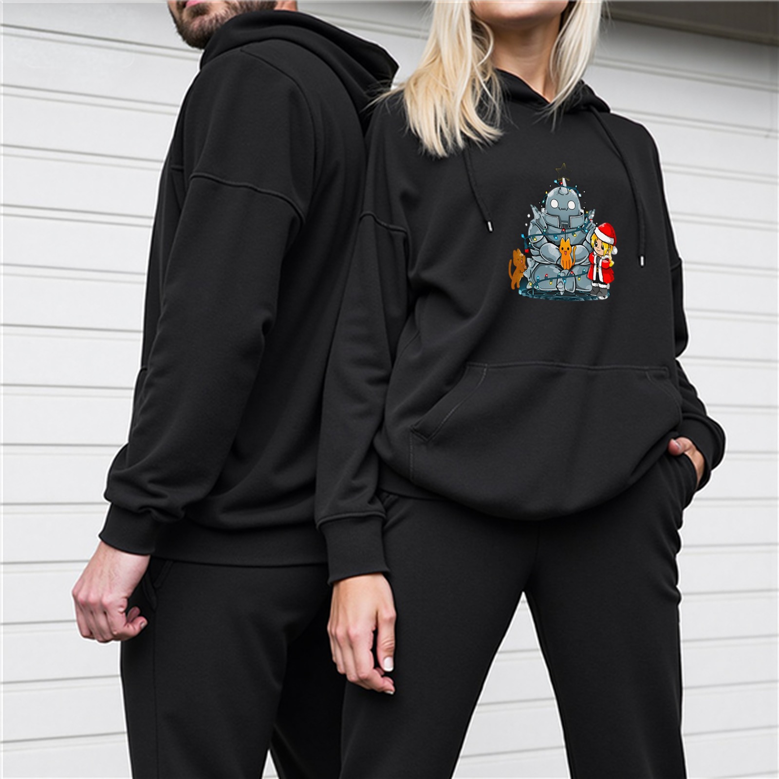 Black Hoodie With Fullmetal Alchemist Christmas Print