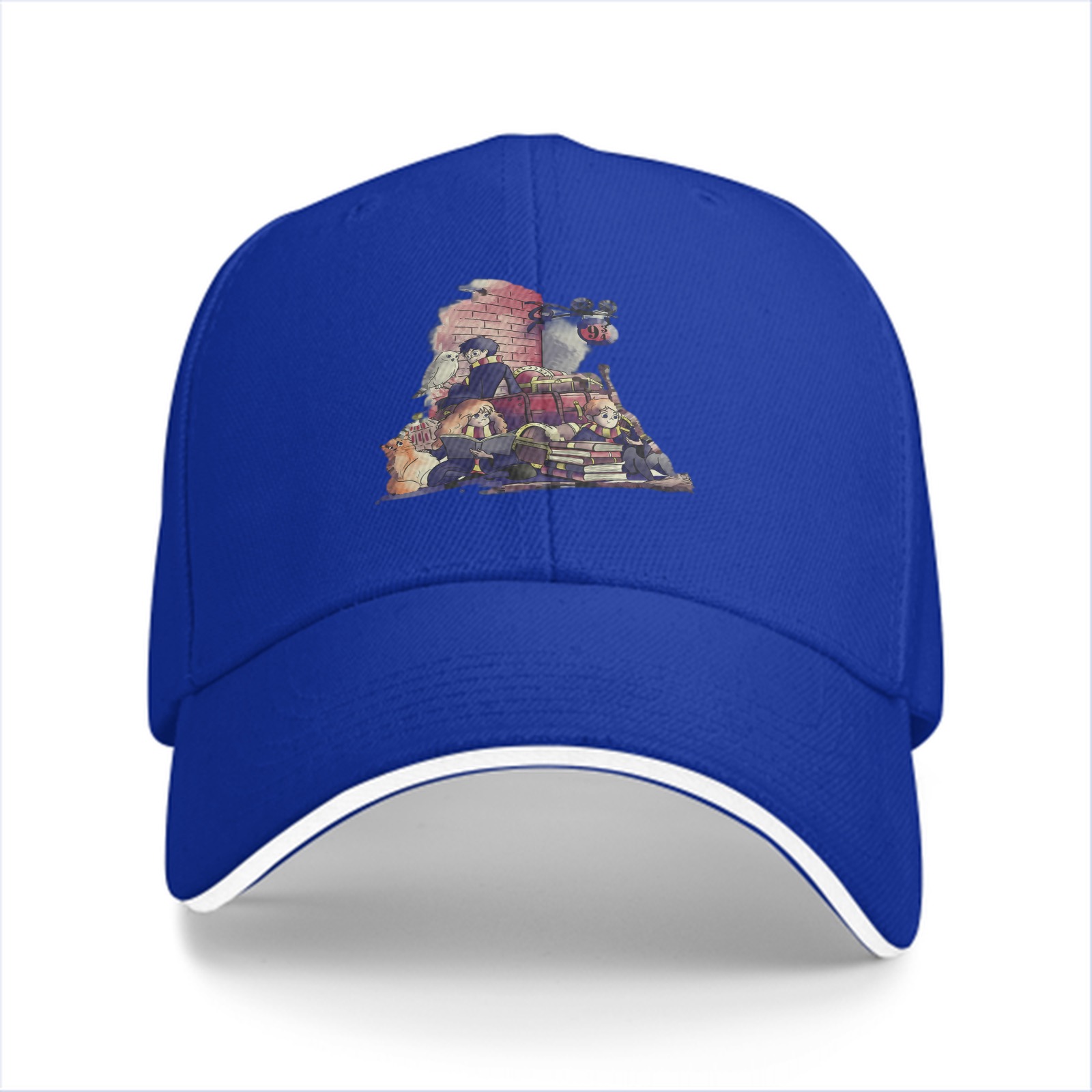Black baseball cap with Harry Potter themed graphic print