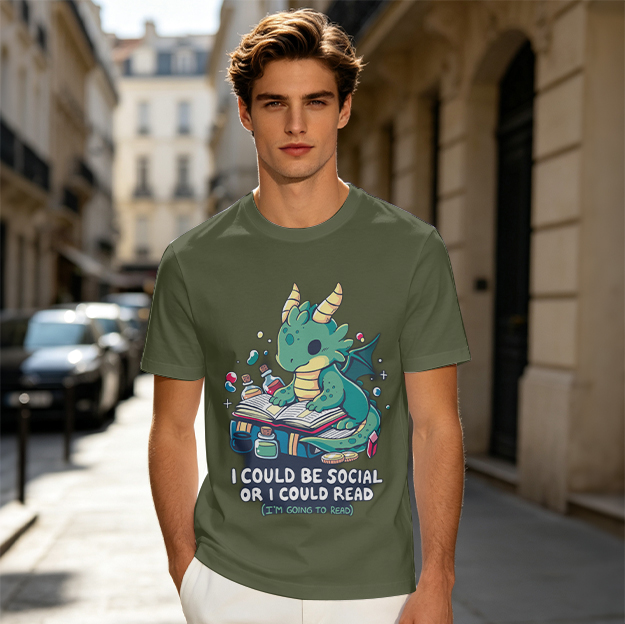 I Could Be Social Or I Could Read Dragon T-Shirt