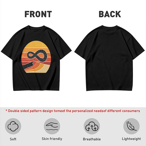 Olive T-Shirt With Retro Sunset Infinity Worm Graphic