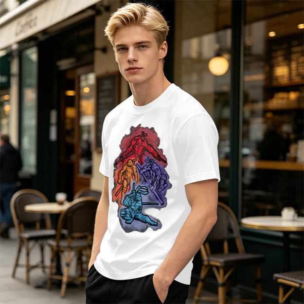 Olive T-shirt with Mutant Ninja Turtles Graphic Print