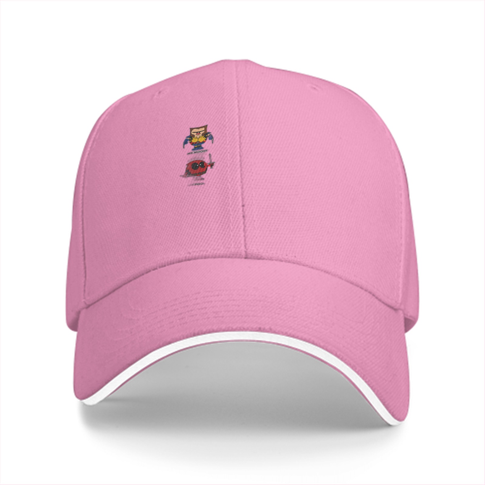 Black Baseball Cap With Small Character Graphic Print
