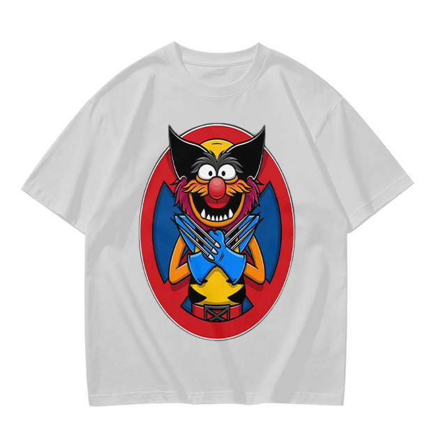 Olive T-Shirt With Muppet Wolverine Mashup Graphic