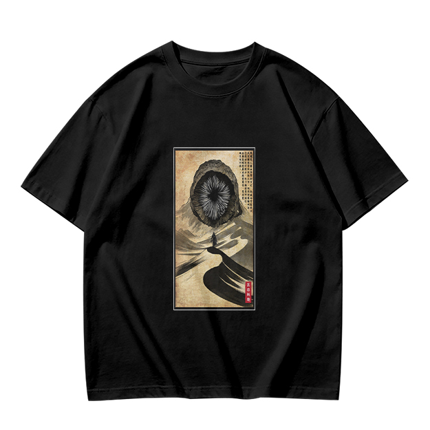 Olive T-Shirt With Surreal Hooded Eye Artwork Print