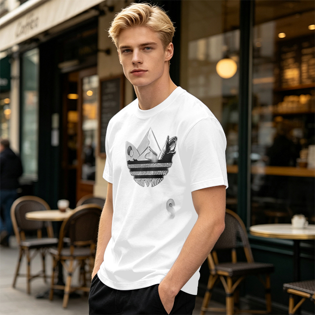Olive T-Shirt With Abstract Graphic Print Design