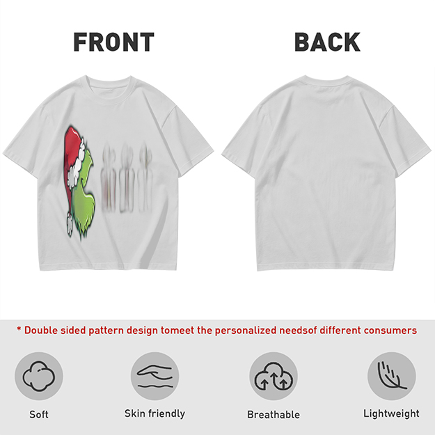 Olive Green Grinch Christmas Graphic Short Sleeve T-Shirt