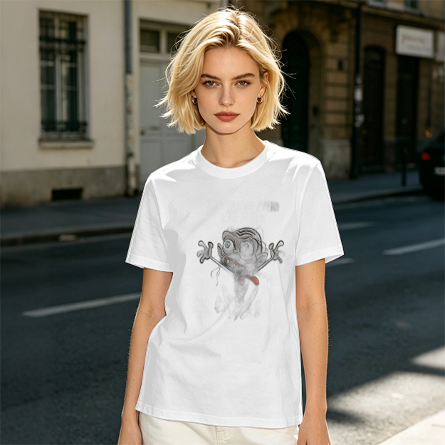 Olive Green T-Shirt With Crazy Cartoon Monster Print