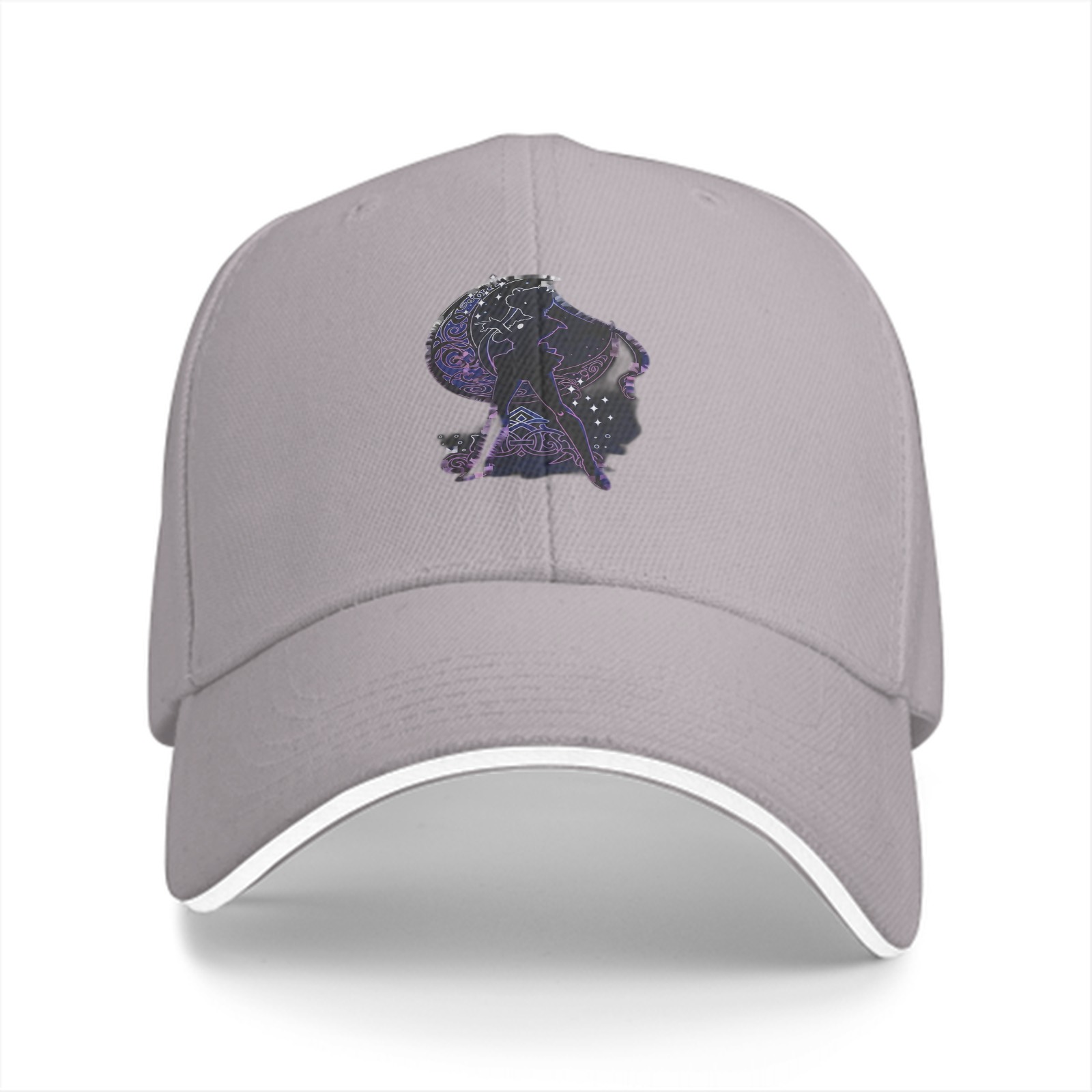 Black baseball cap with galaxy constellation silhouette graphic
