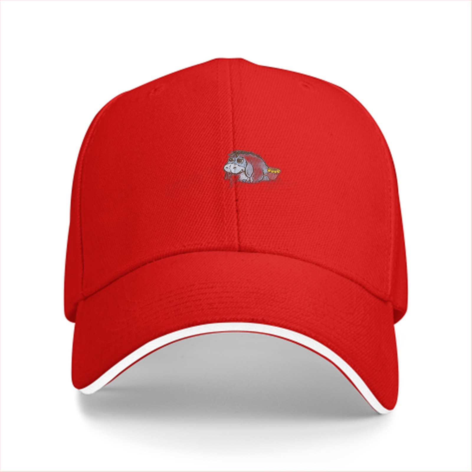 Black Baseball Cap With Small Eeyore Donkey Embroidery