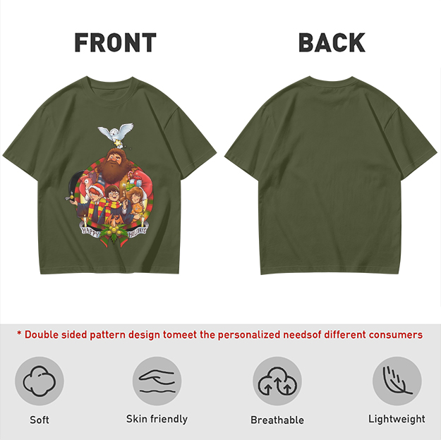Harry Potter Happy Holiday Group Graphic Olive T-Shirt