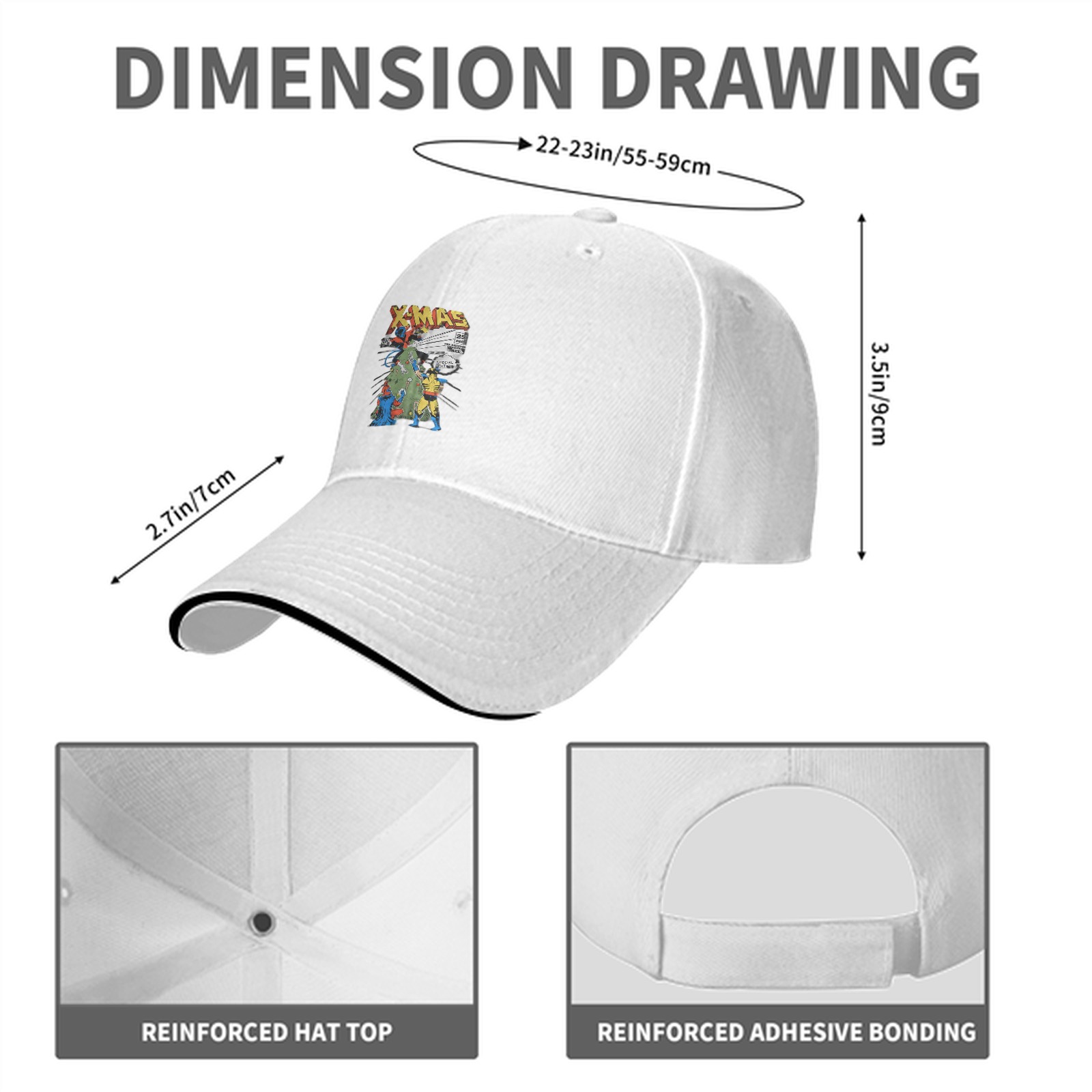 Black baseball cap with X-Men X-Mas Christmas tree graphic