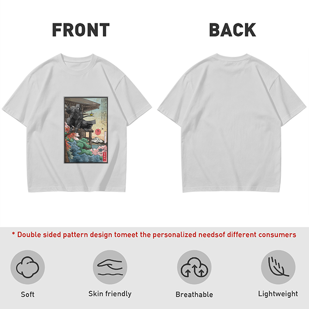 Olive T-Shirt with Ukiyo-e Style Samurai Warrior Print