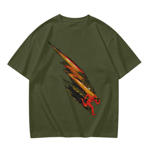 Olive T-shirt with Dynamic Speed Runner Graphic Print