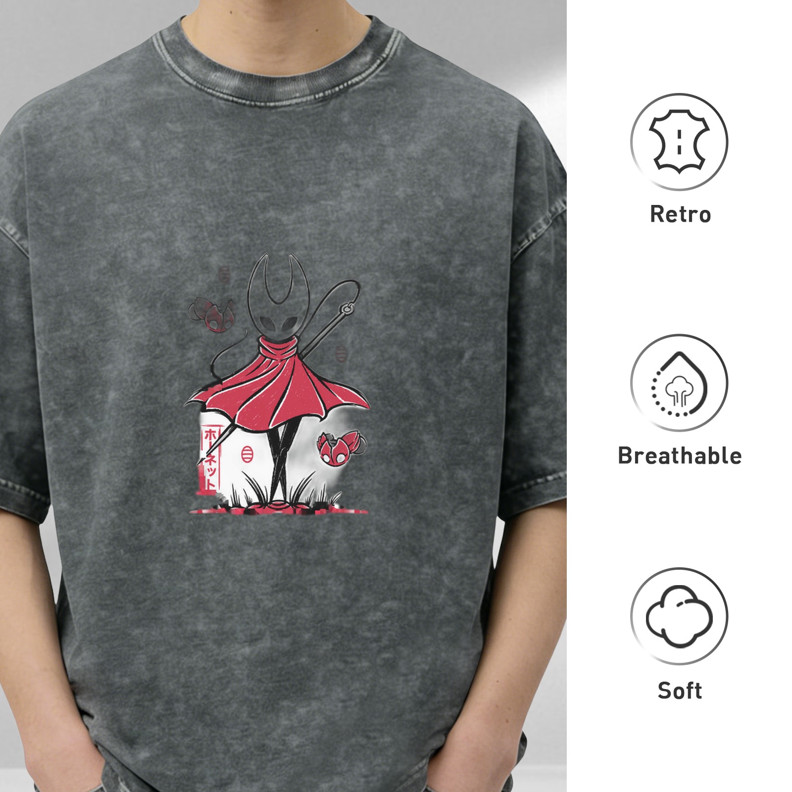 Hollow Knight Hornet Anime Graphic Vintage Wash T-Shirt