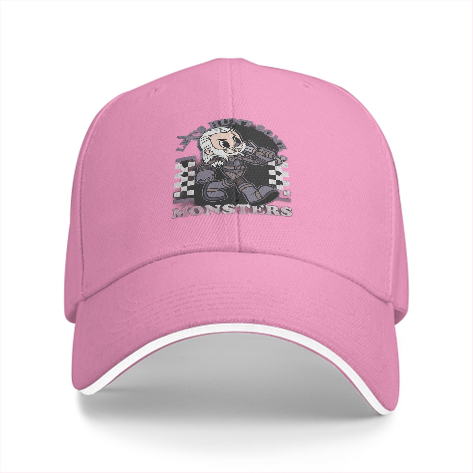 Black baseball cap with chibi witcher monster hunt graphic