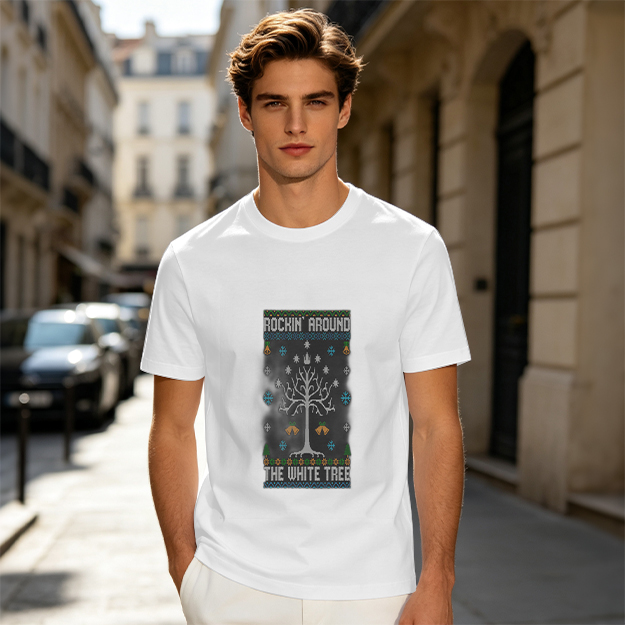 Rockin Around The White Tree Ugly Christmas T-Shirt