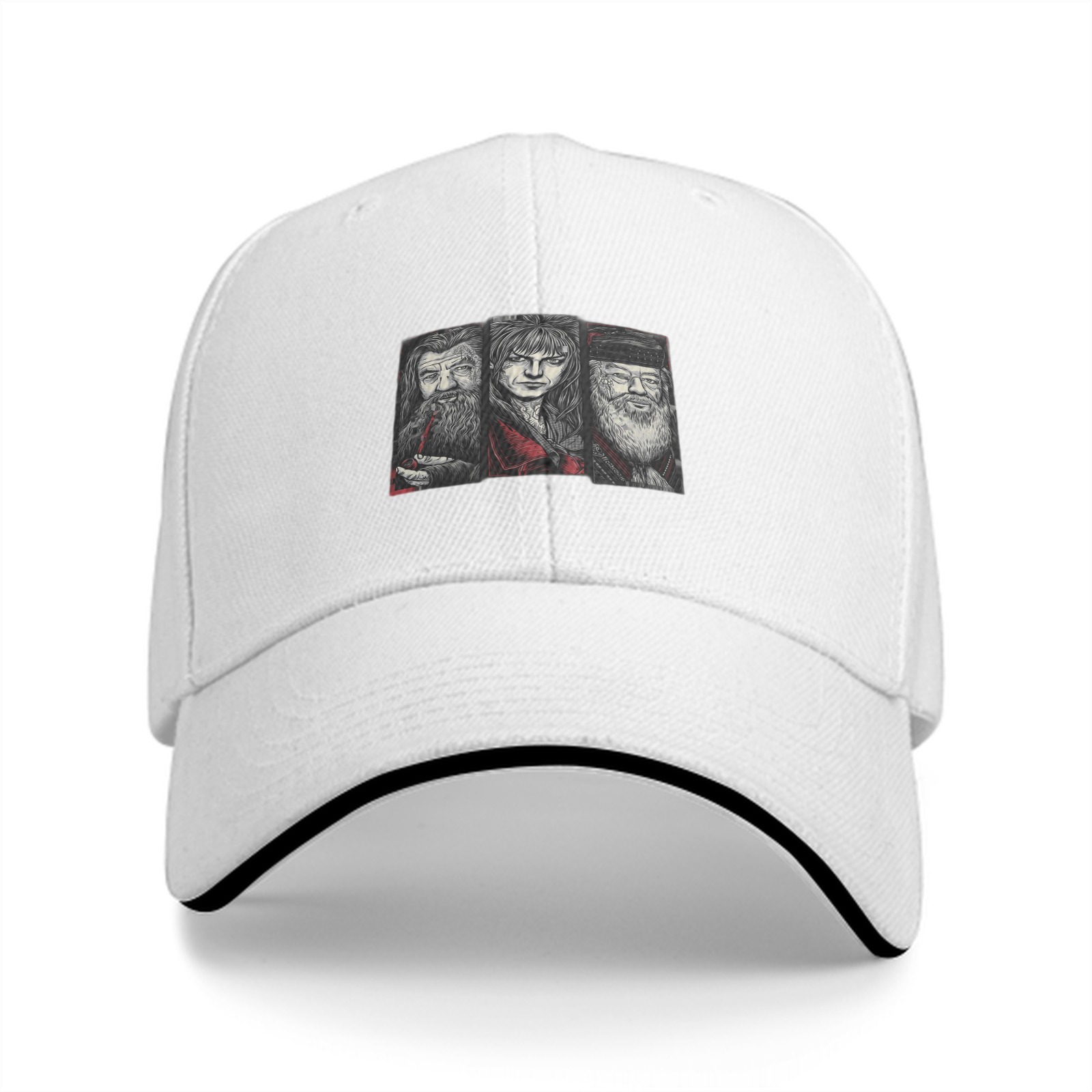 Black Baseball Cap With Fantasy Wizard Character Art Print