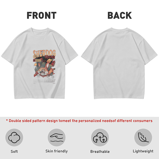 Olive T-Shirt with Sherdog Holmes Detective Dog Graphic Print