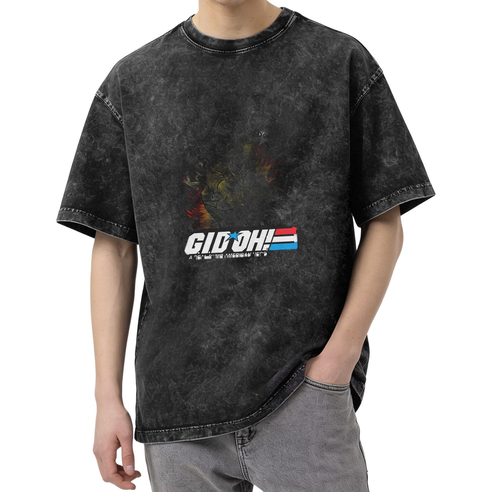 Washed Black Graphic T-Shirt with G.I.D OH! Print