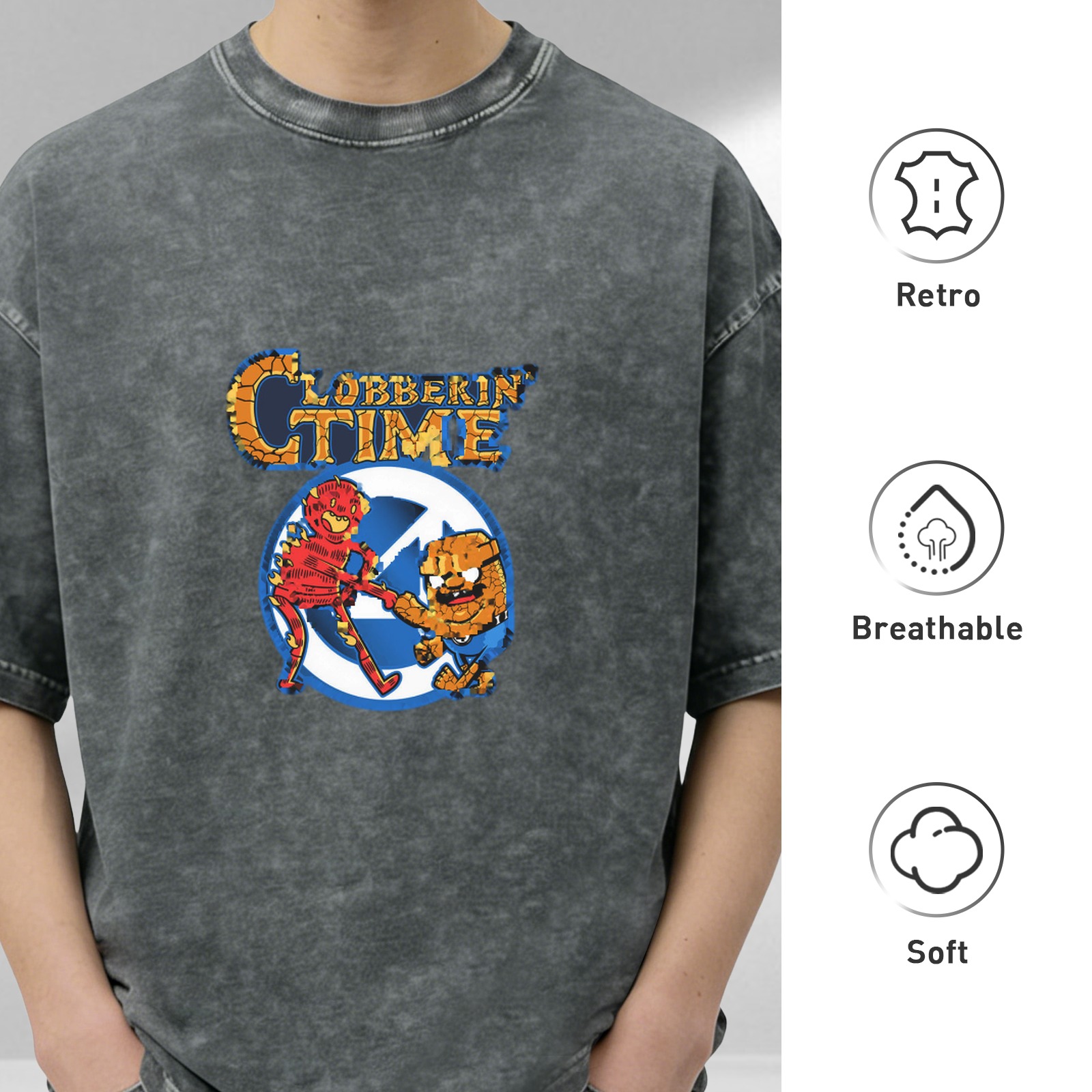 Clobberin Time Graphic Vintage Wash T-Shirt