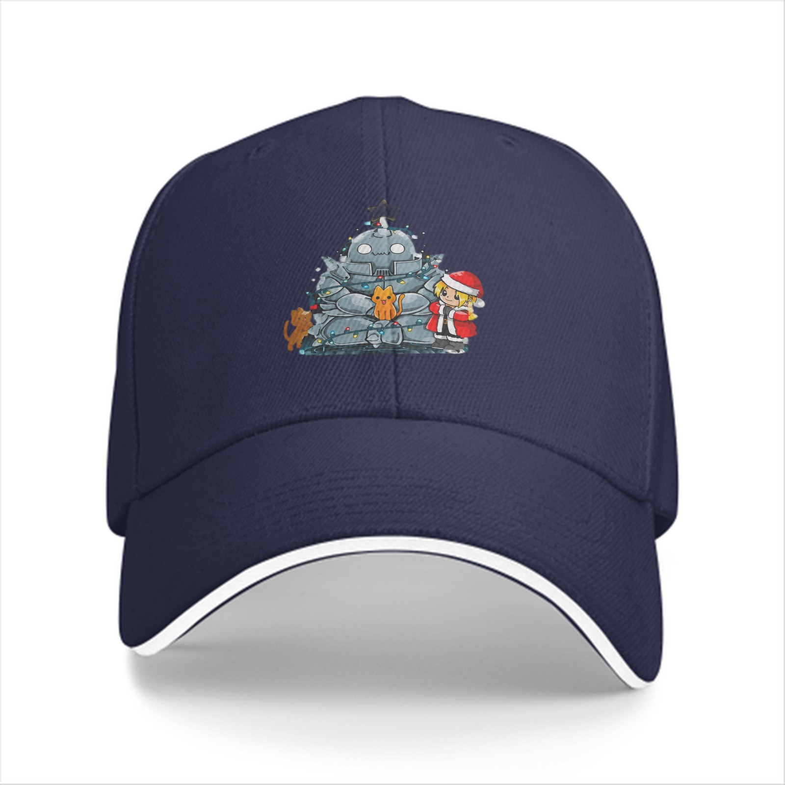 Black Baseball Cap With Fullmetal Alchemist Christmas Print