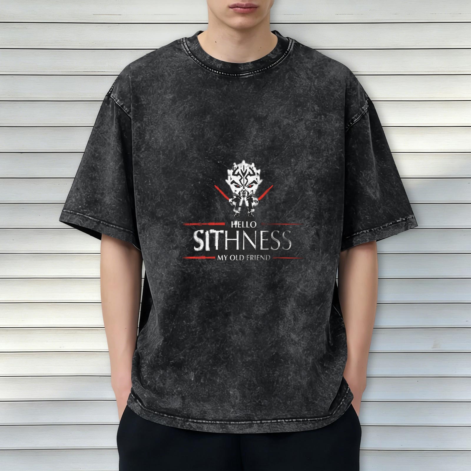 Washed Black Star Wars Darth Maul Hello Sithness My Old Friend T-Shirt