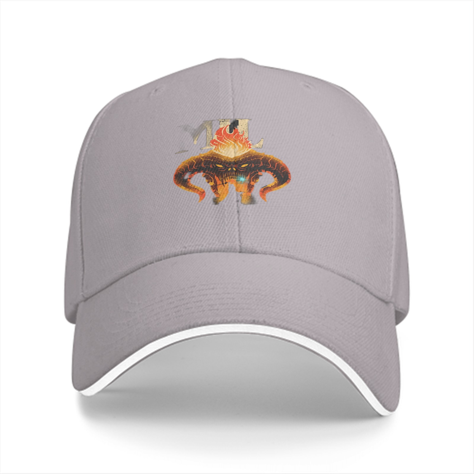 Black Baseball Cap With Fiery Demon Bull Head Graphic