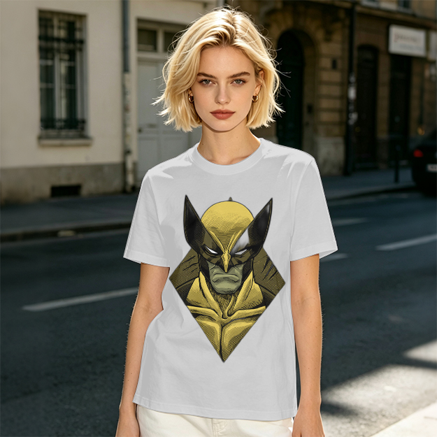Olive T-shirt with Wolverine Superhero Graphic Print