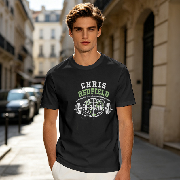 Chris Redfield BSAA Globe Barbell Graphic T-Shirt