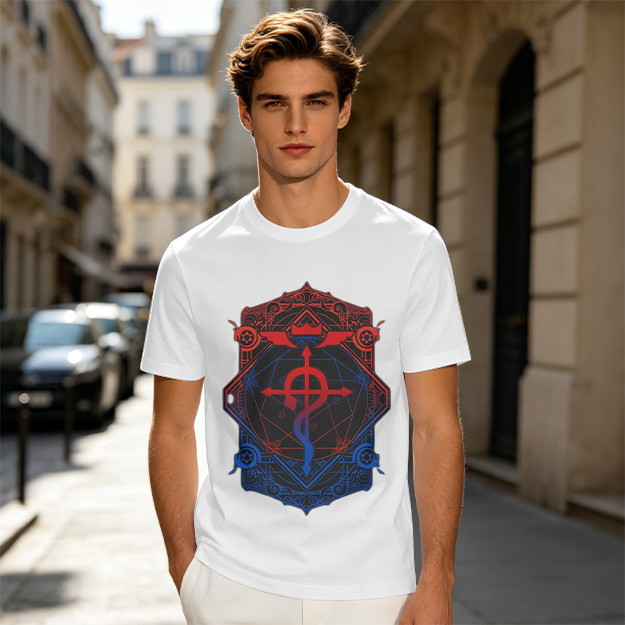 Olive T-Shirt with Fullmetal Alchemist Transmutation Crest Print