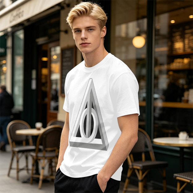 Olive T-shirt with 3D Deathly Hallows Symbol Print