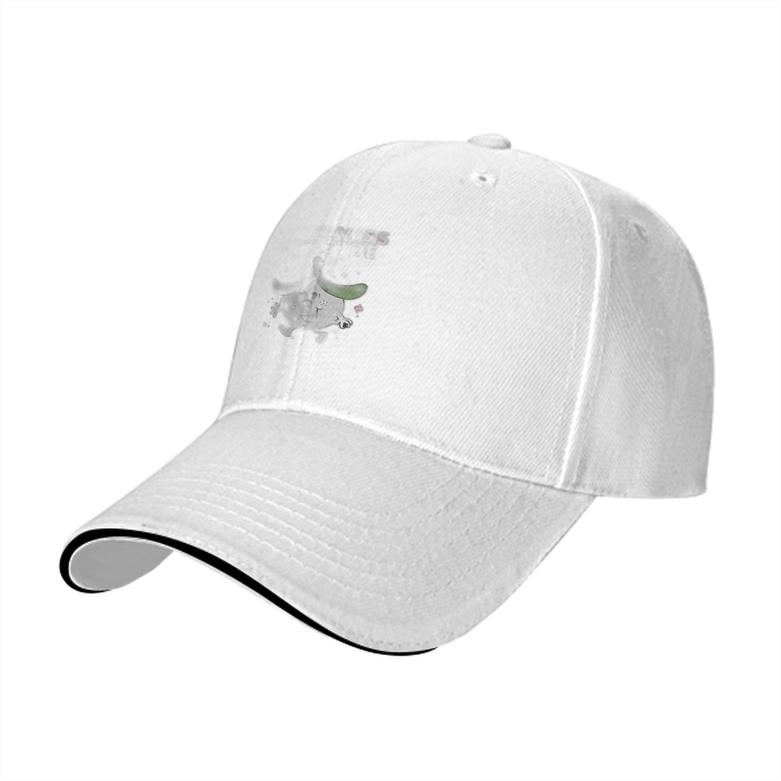 Black Baseball Cap With Subtle Graphic Print Design