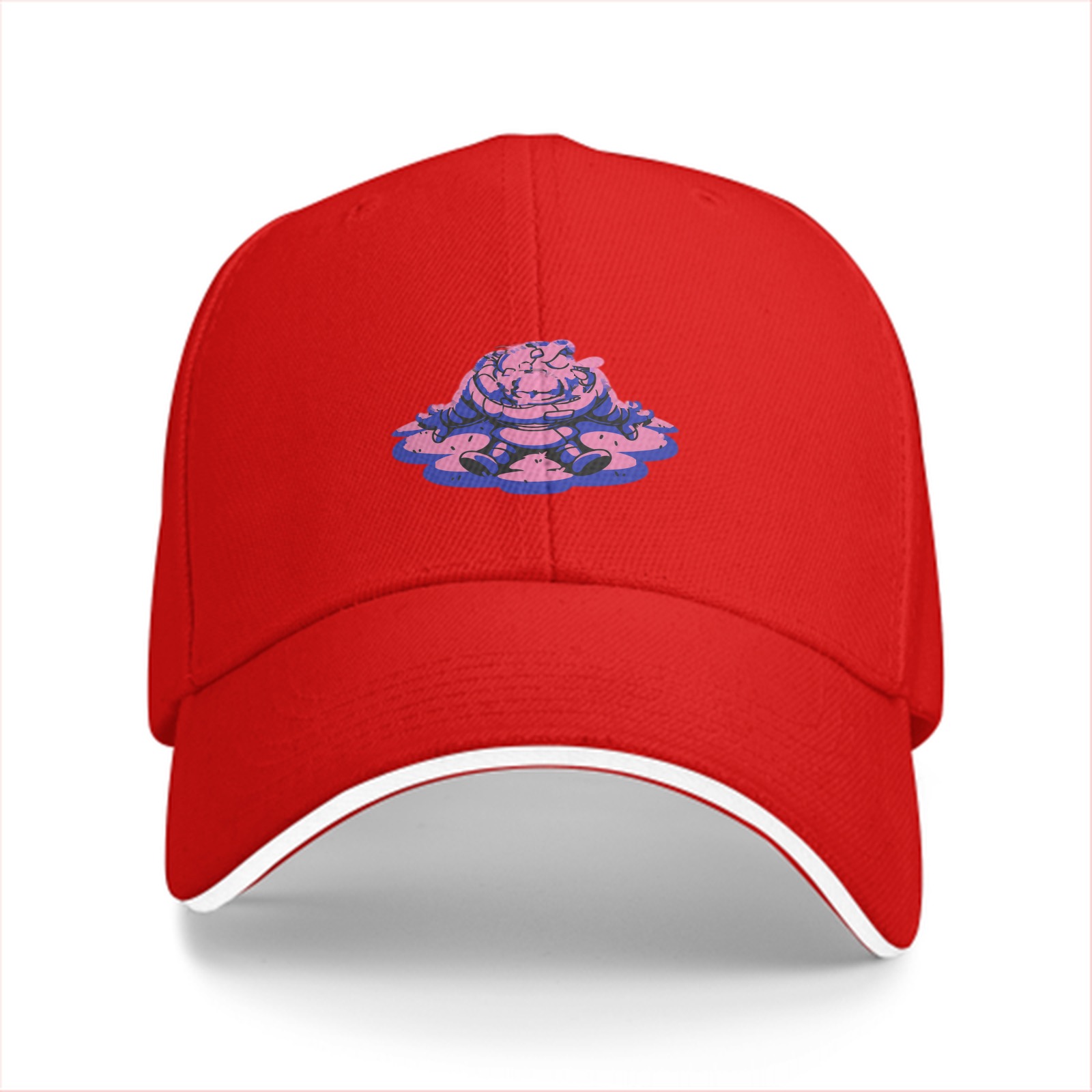 Black Baseball Cap With Pink Purple Slime Monster Graphic