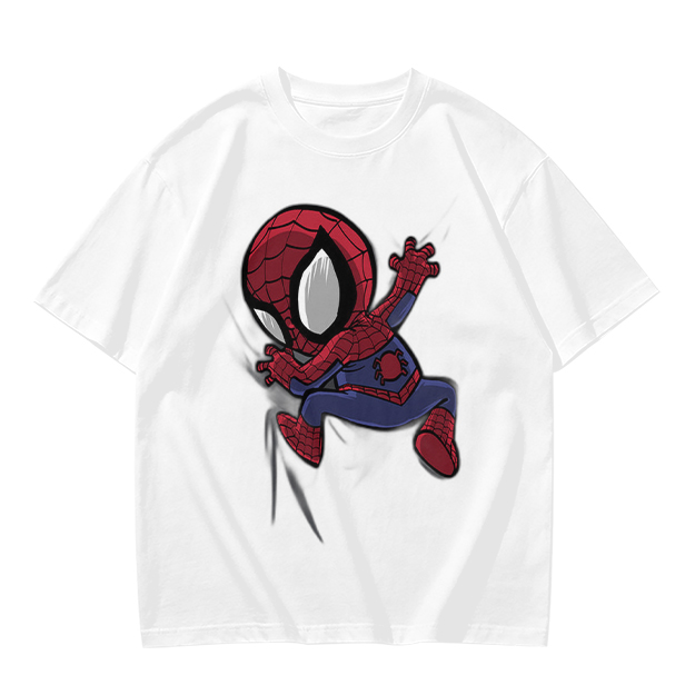Olive T-shirt with Chibi Spider-Man Graphic Print
