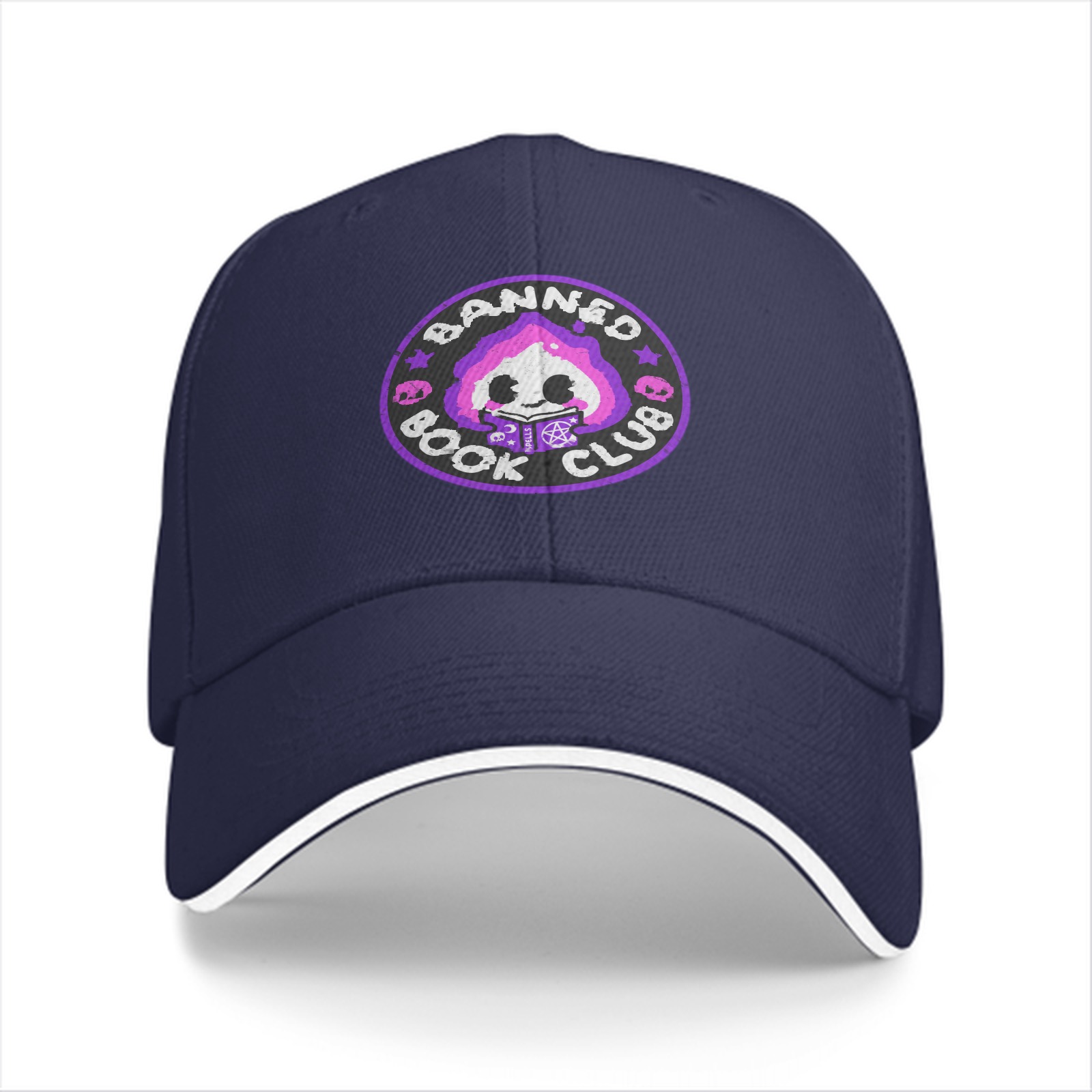Black baseball cap with Banned Book Club graphic design