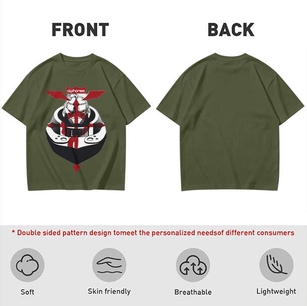 Olive T-Shirt with Knight Helmet Graphic Print