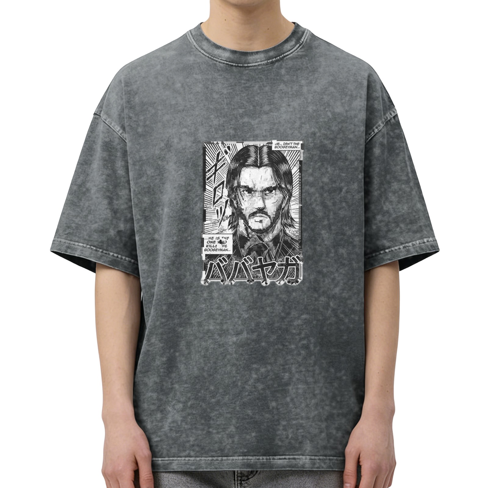 John Wick Baba Yaga Manga Graphic Acid Wash T-Shirt