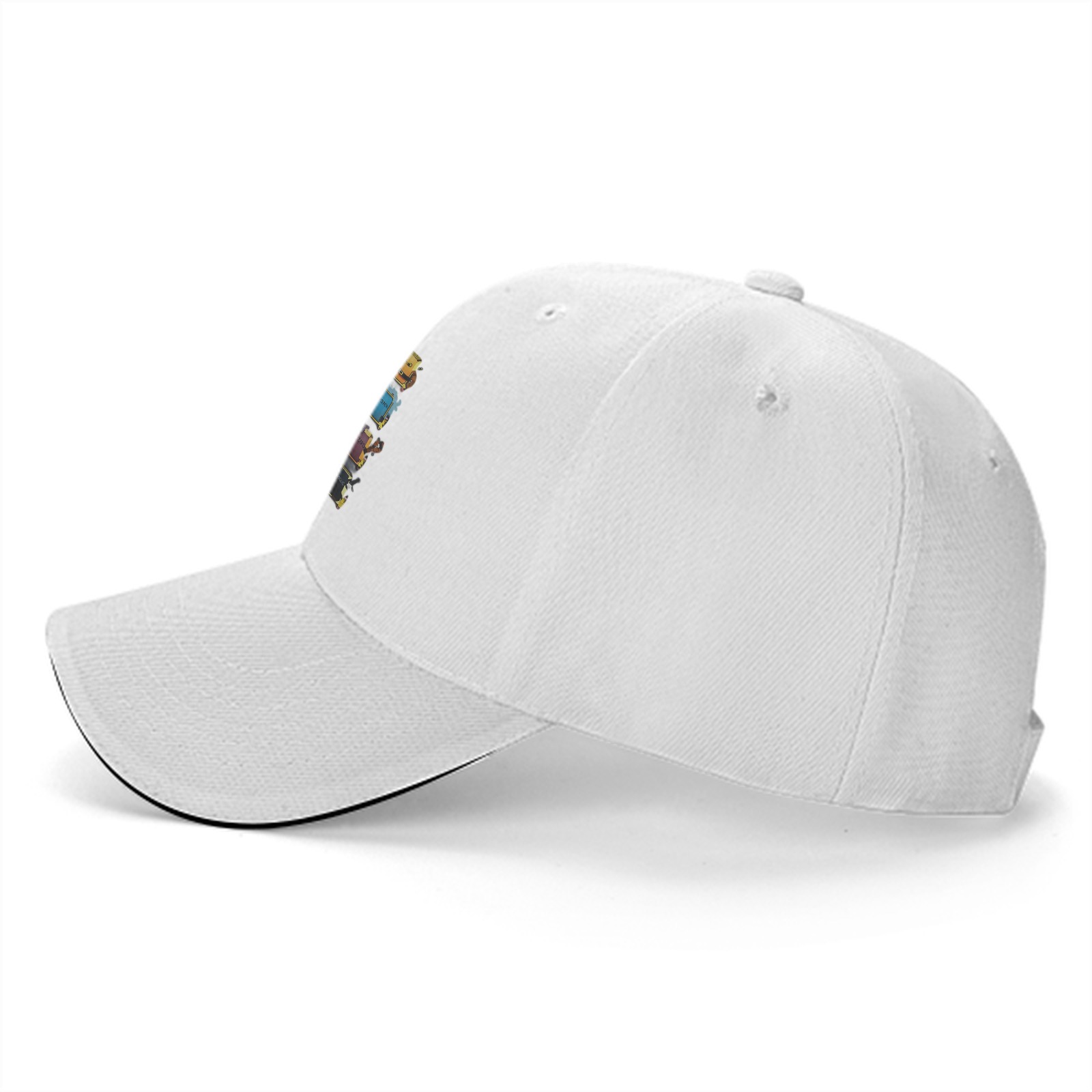 Black baseball cap with fantasy chest design print