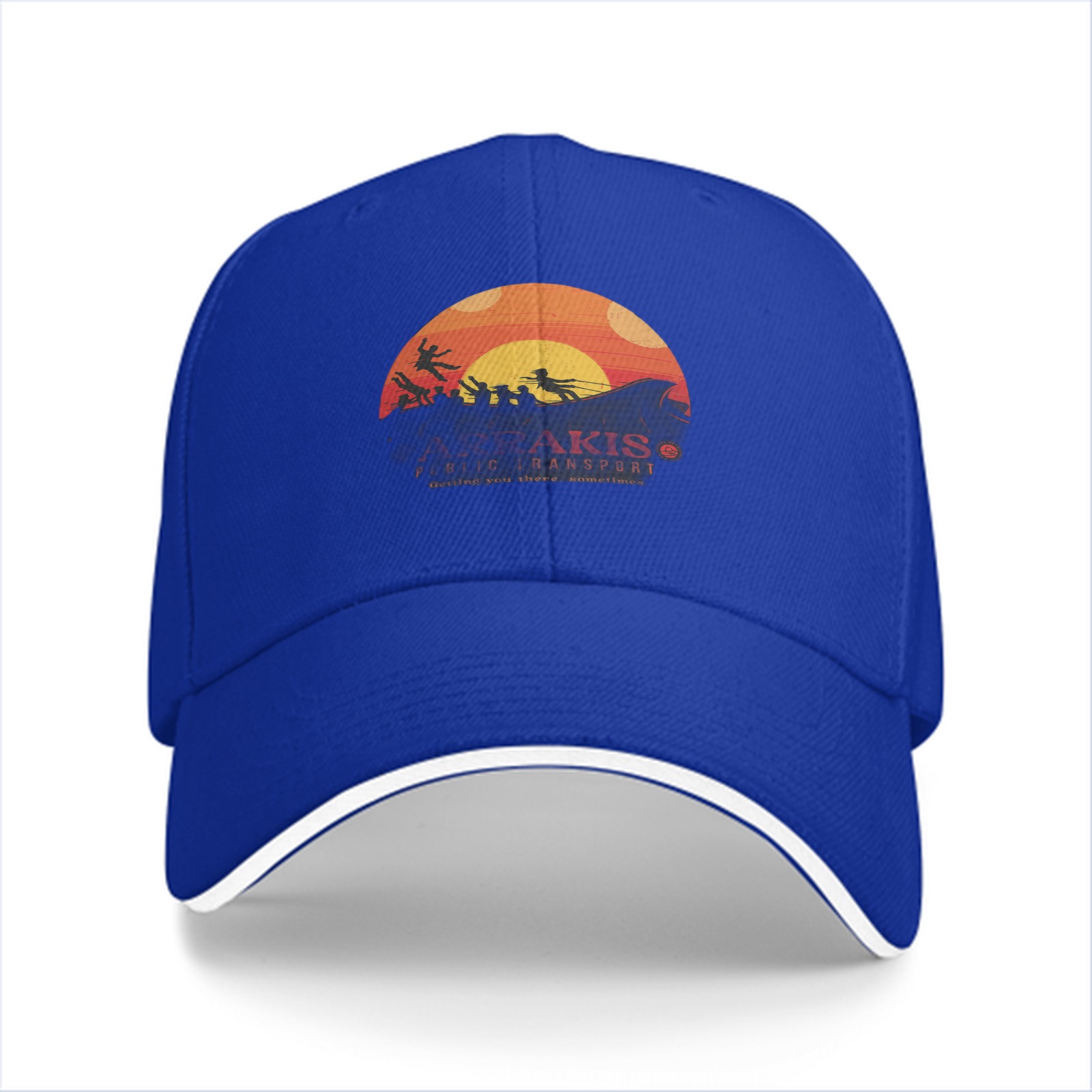 Black Baseball Cap with Sci-Fi Desert Sunset Graphic