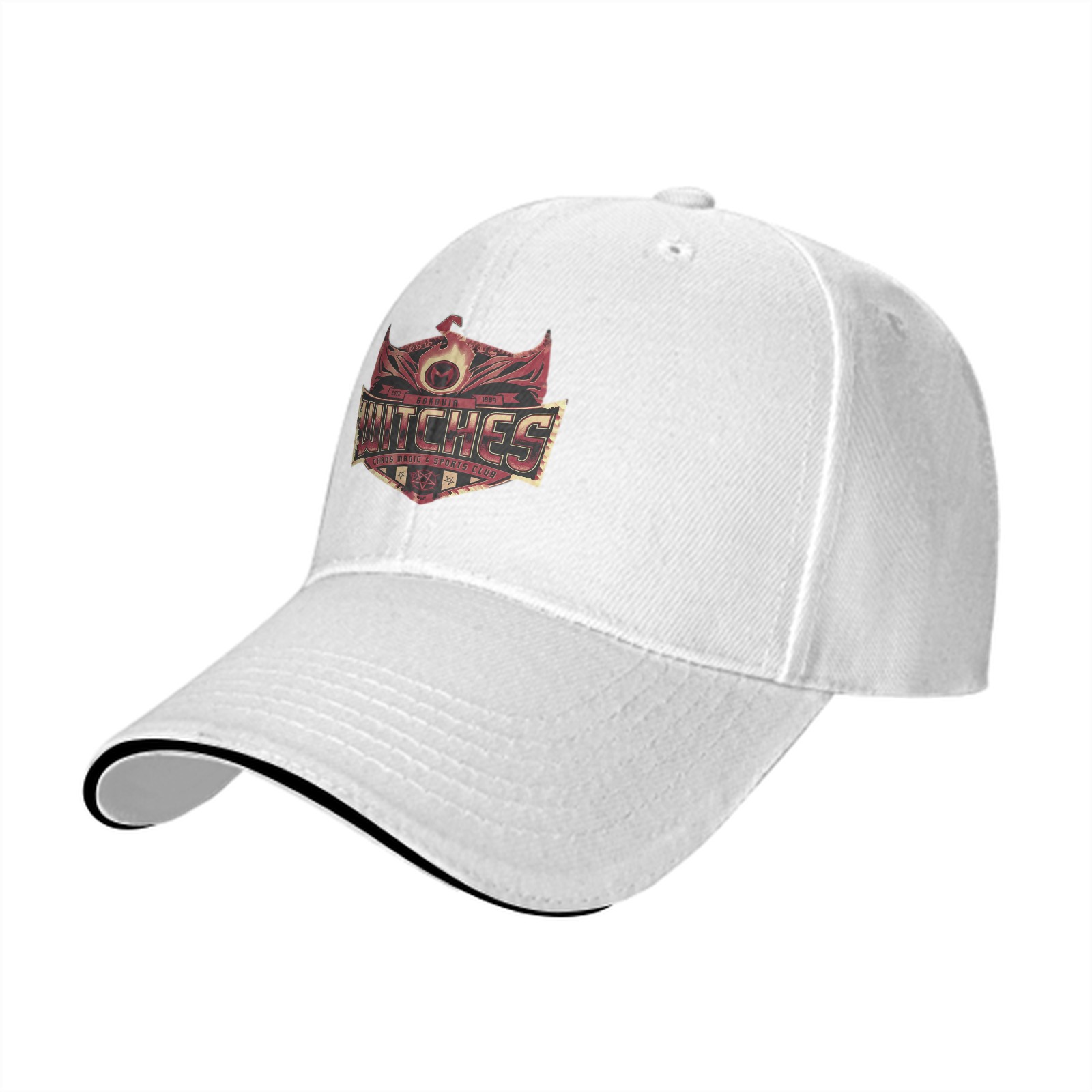 Black Baseball Cap With Witches Dark Magic Crest Graphic