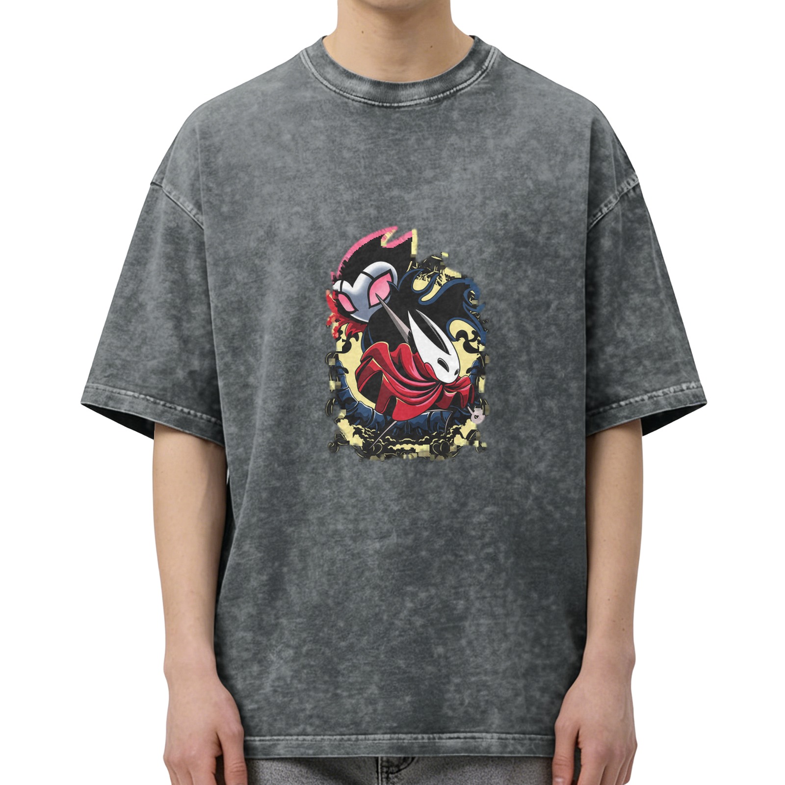Hollow Knight Graphic Washed Black Short Sleeve T-Shirt