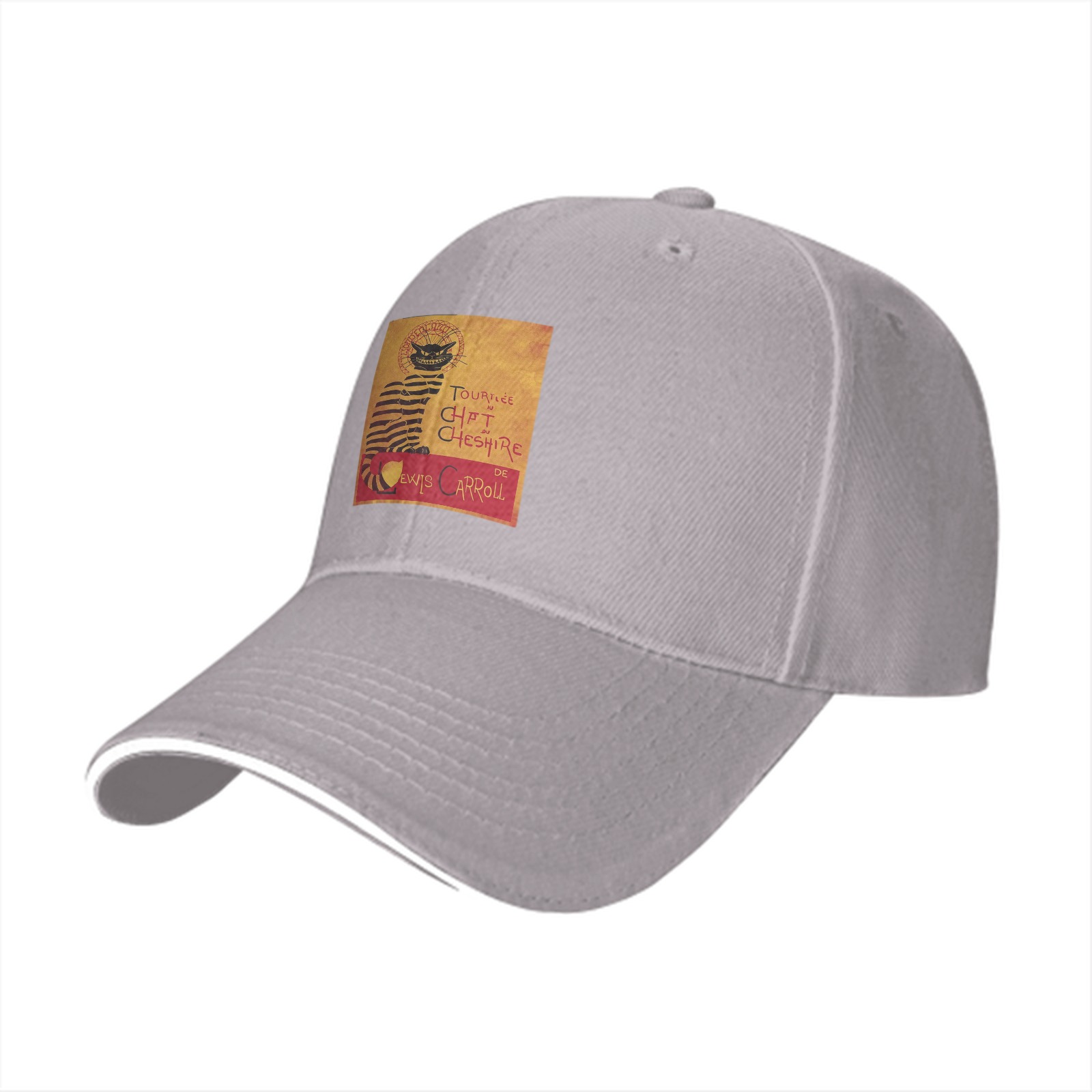 Black Baseball Cap with Cheshire Cat Lewis Carroll Print