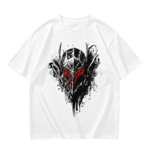 Olive T-Shirt With Dark Fantasy Knight Helmet Graphic