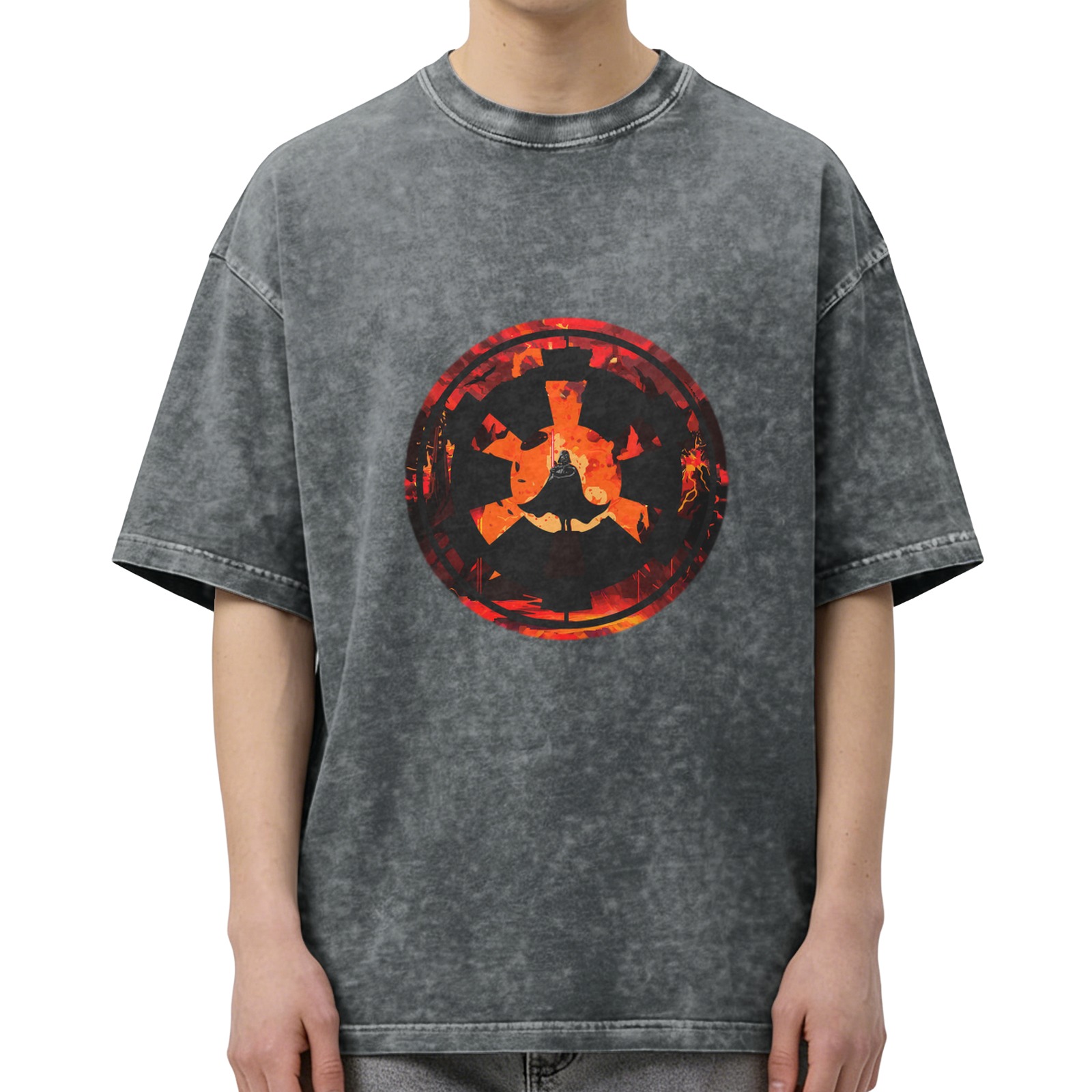 Star Wars Imperial Logo Darth Vader Silhouette Acid Wash T-Shirt