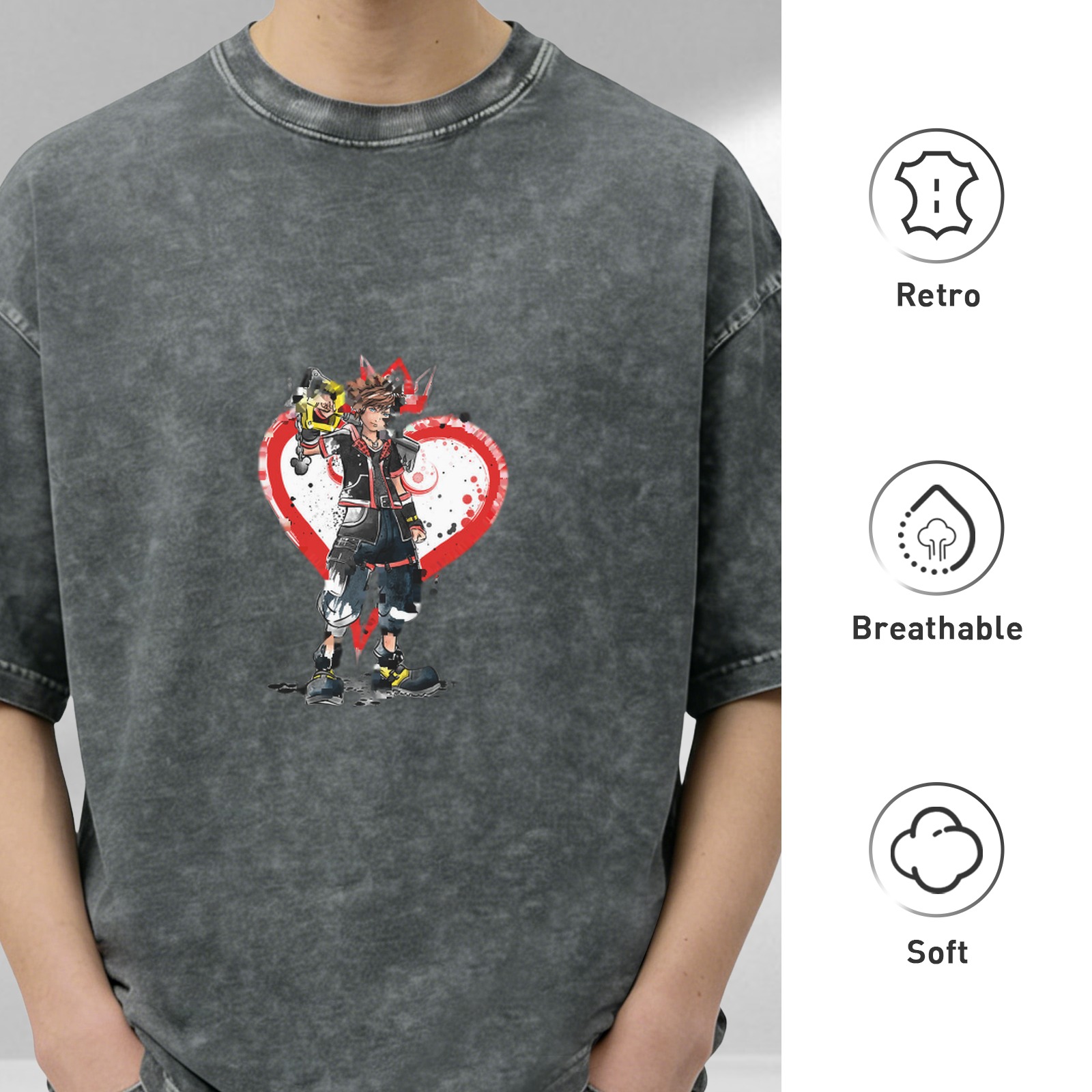 Kingdom Hearts Sora Graphic Vintage Wash T-Shirt