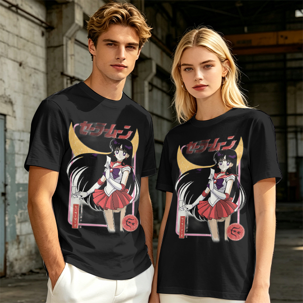 Olive T-shirt with Sailor Mars Anime Graphic Print