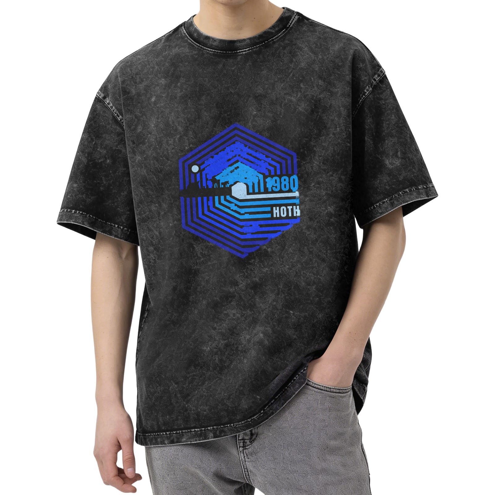 Star Wars Hoth 1980 Graphic Stonewashed Black T-Shirt