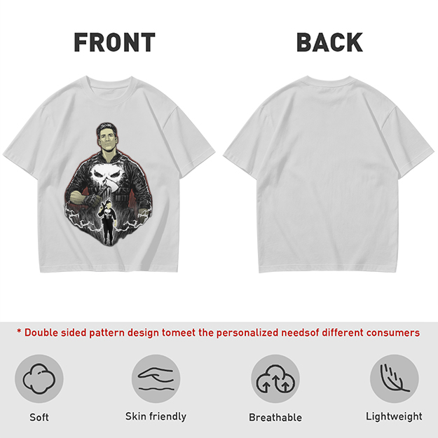 Olive T-shirt with Punisher Skull Graphic Art Print